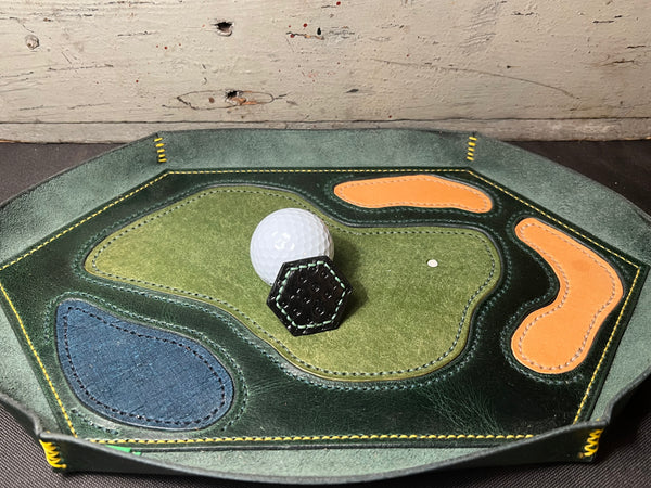 "SOMEBODY'S CLOSER" - LEATHER GOLF BALL MARKER - BLACK/LIGHT GREEN