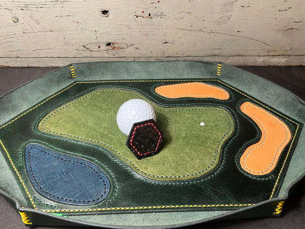 "SOMEBODY'S CLOSER" - LEATHER GOLF BALL MARKER - BLACK/RED