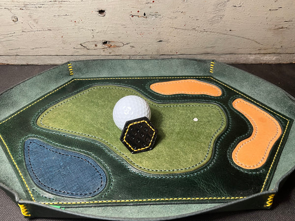 "SOMEBODY'S CLOSER" - LEATHER GOLF BALL MARKER - BLACK/YELLOW