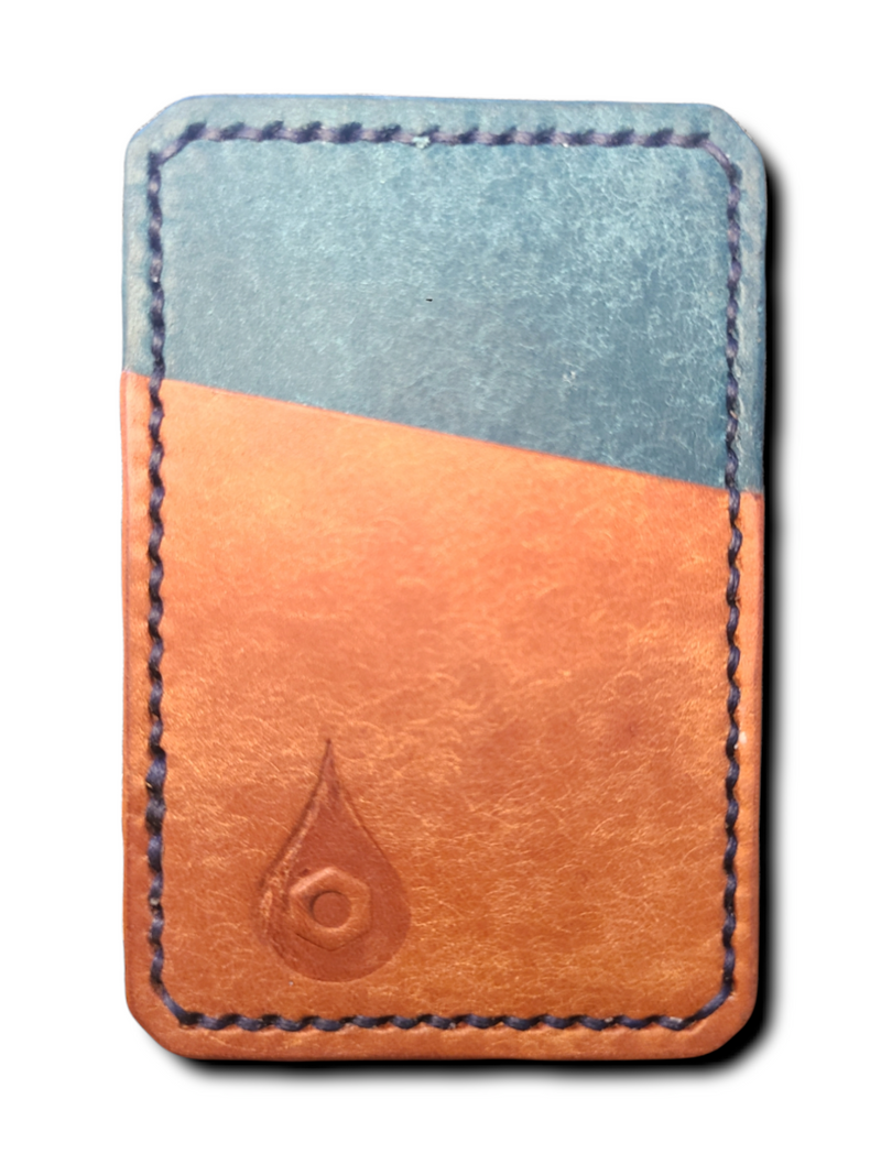 "THE CAPITALIST" *SINGLE POCKET VERTICAL CARD HOLDER* - HONEY/ TEAL