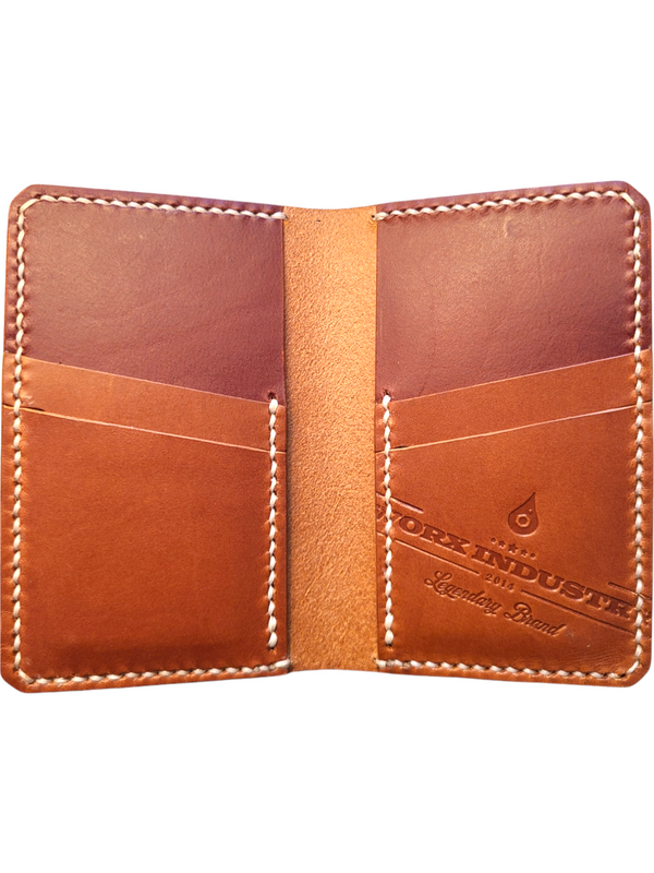 "THE TWO FACE TALL BOY" *TWIN DOUBLE POCKET VERTICAL CARD HOLDER* BI-FOLD - WHISKEY/MAHOGANY