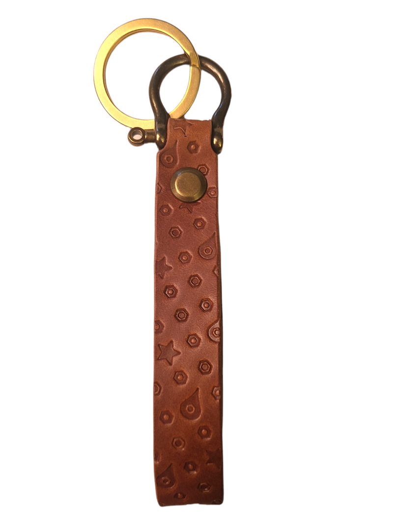 "THE IGNITION" STARSTRUCK LEATHER LANYARD (MED) - WHISKEY