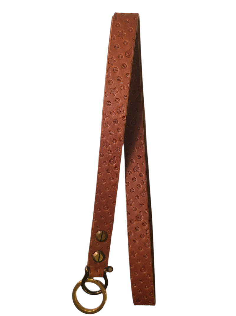 "THE HANG-OUT" STARSTRUCK LEATHER LANYARD (LARGE)* - WHISKEY