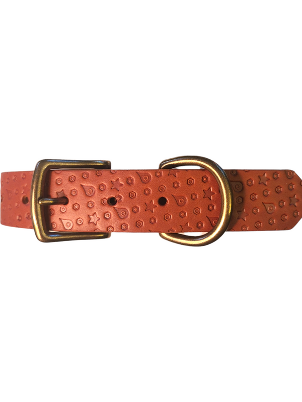 "THE COMPANION SS" LEATHER DOG COLLAR - CHESTNUT